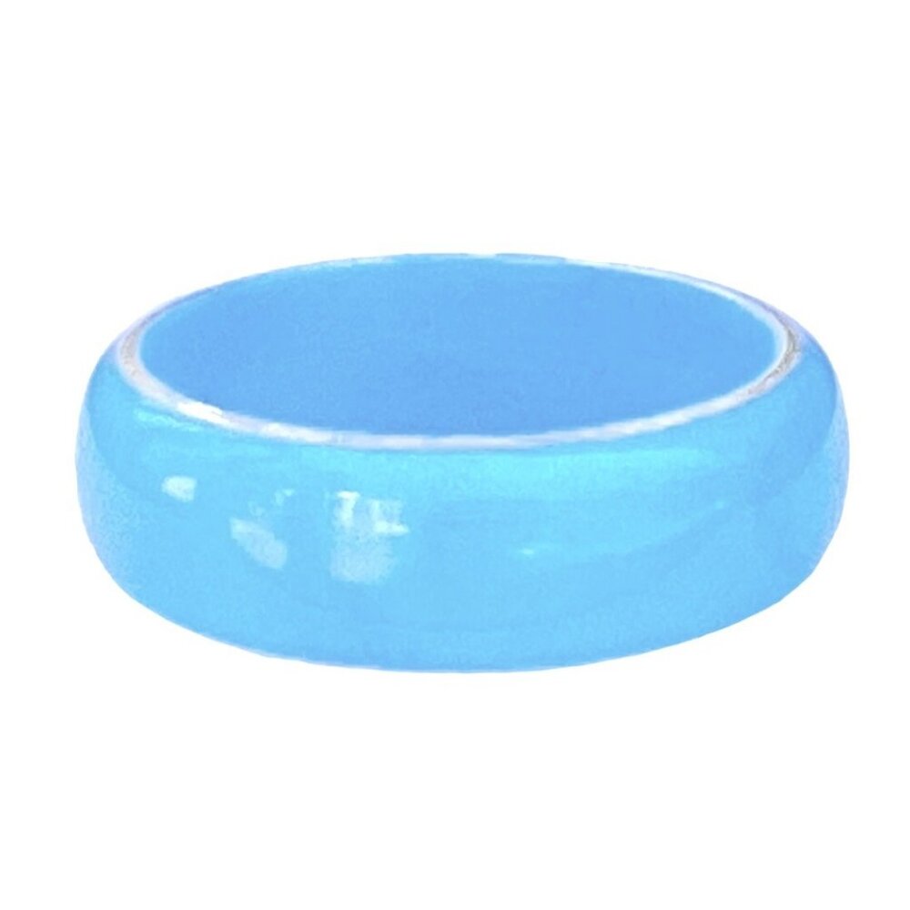 Vintage Chunky Y2K Turquoise Blue Lucite Bangle Bracelet with Gold Tome Edging - Picture 4 of 5